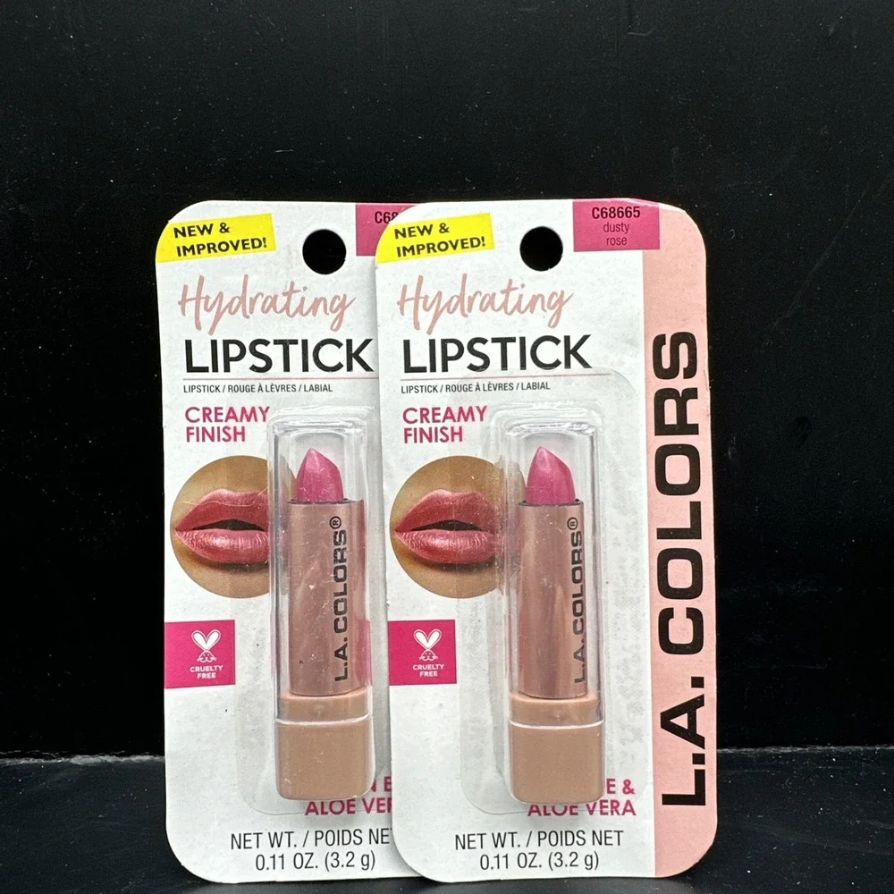 LA COLORS C68665 Dusty Rose CREAMY FINISH HYDRATING VITAMIN E LIPSTICK Pack 2